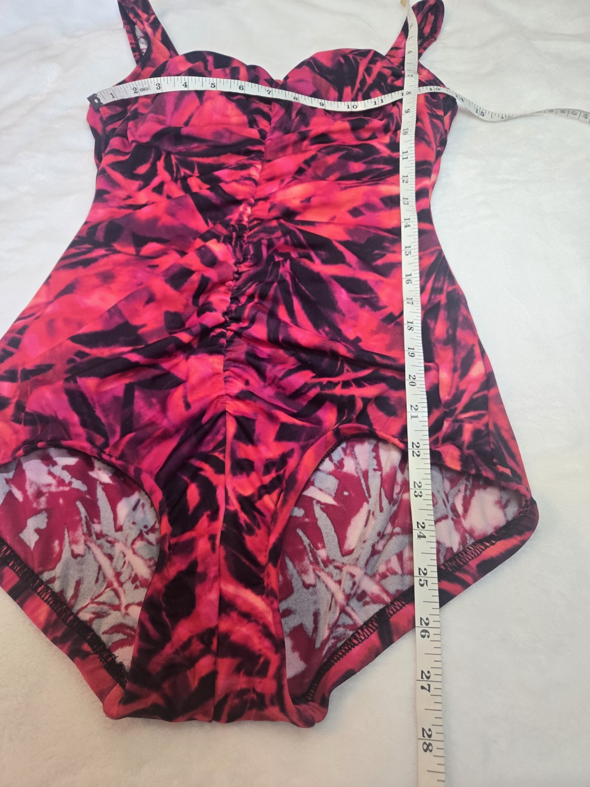 Vintage Maxine Of Hollywood Swim Suit 10 One Piece Red Black 90s Boy Short