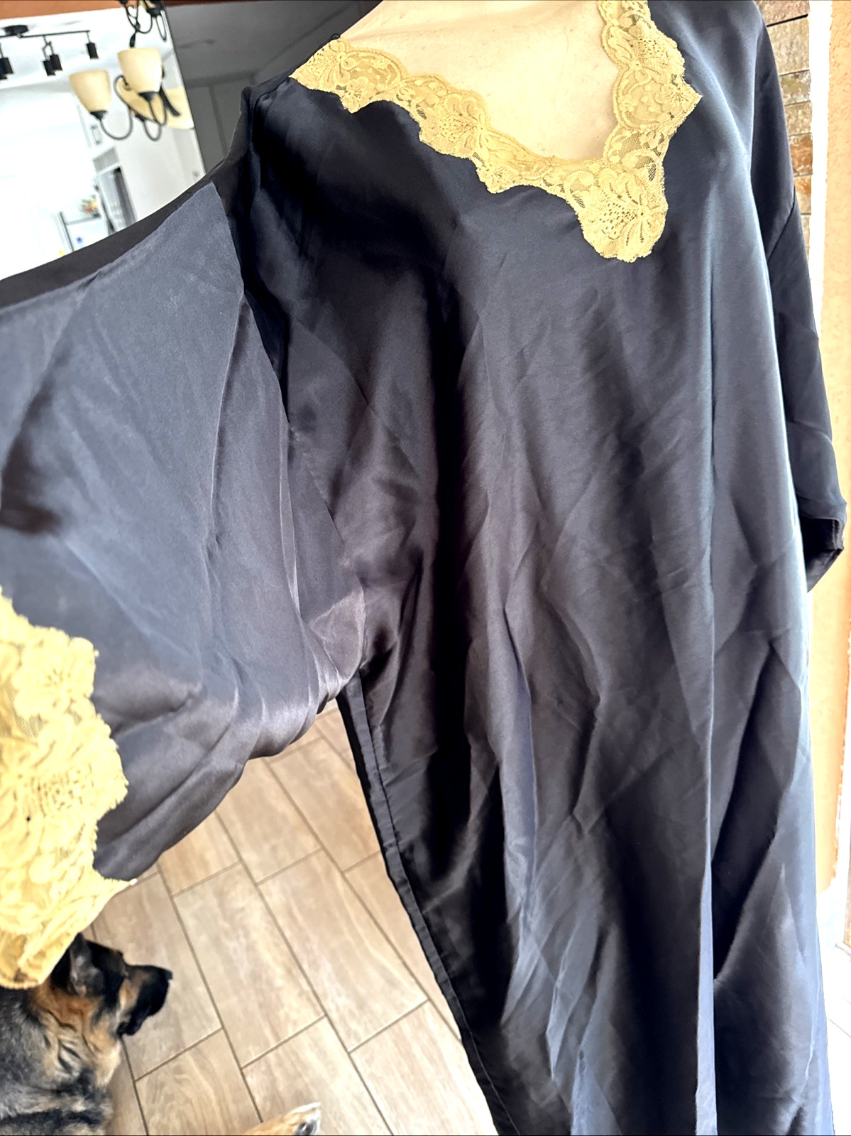 VTG JACALYN’S STUDIO Kaftan W/LACE TRIM BROWN S/M Oversized byx