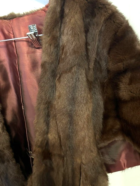 Vintage 1950’s Sable Brown Stripe Mink Fur Stole Wrap w/silk lining BEAUTIFUL!