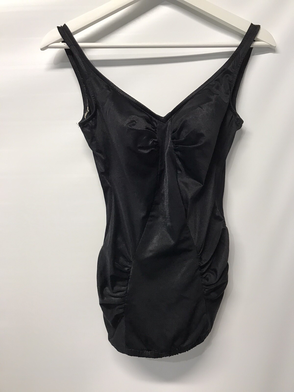 Vintage One PC Pin Up Style Black Bathing Suit Swimsuit Tummy Panel Padded SM