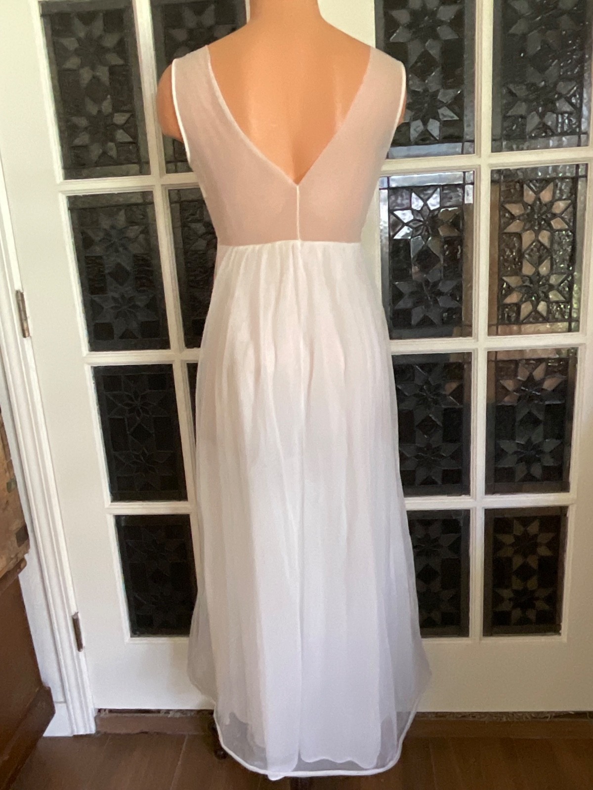 Vintage Lisette Nightgown Silky Nylon Sheer White Chiffon Gown Nightwear Sz. S