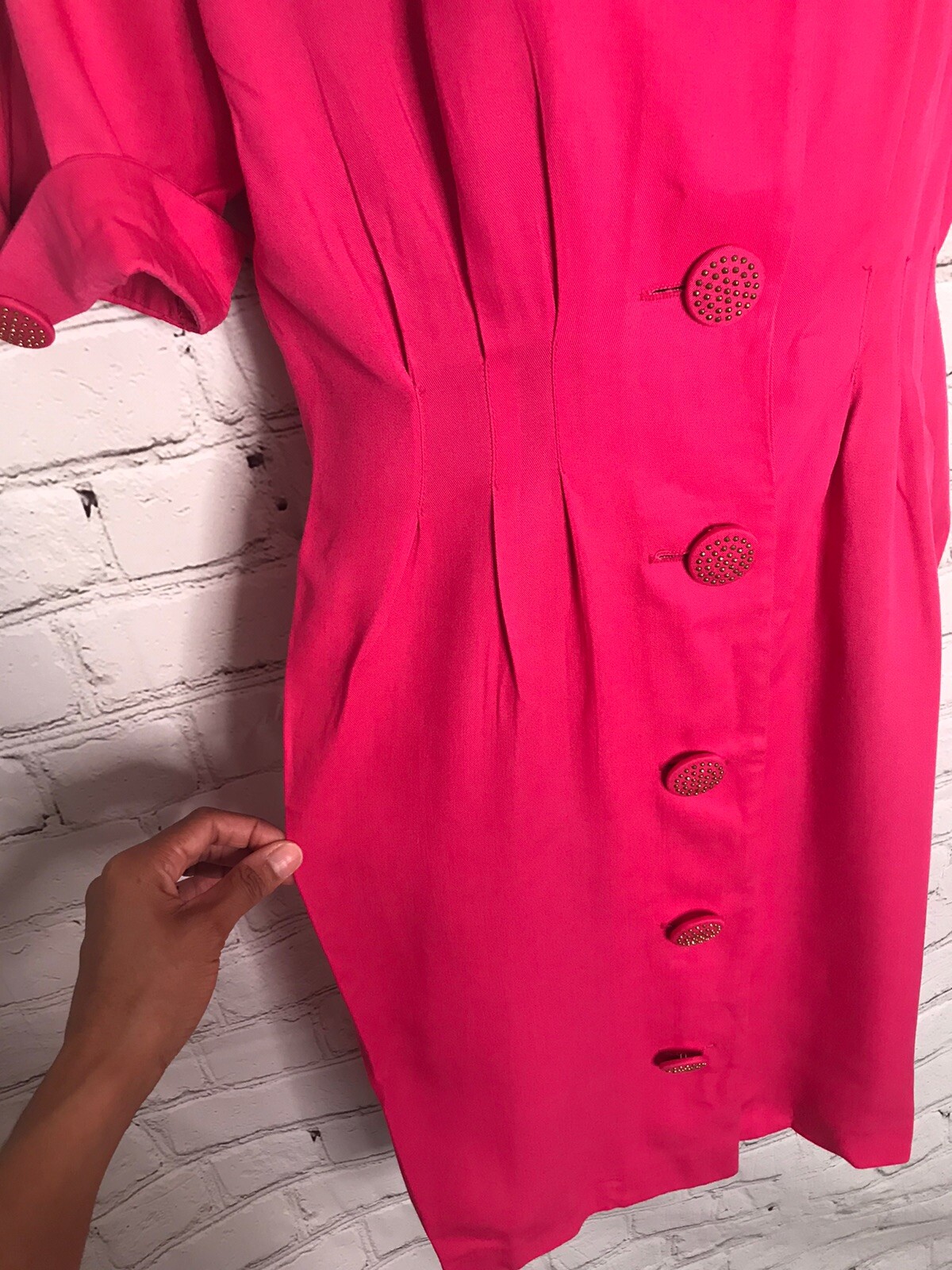 Vintage Irresistible By Sue Eng 1980s Button Down Pink Dress Size 7/8