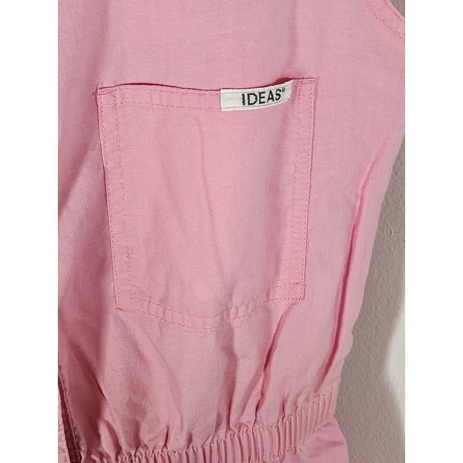 VTG Ideas 1980s Pink Sleeveless Utility Jumpsuit Snap Front Size Large Pockets!