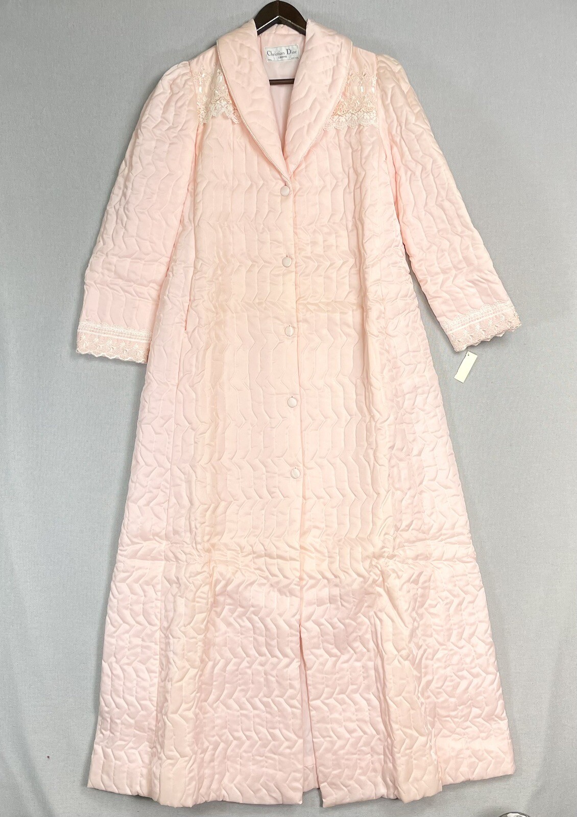 VINTAGE Christian Dior Lingerie Satin Lace Quilted Robe House Coat Sissy NOS!