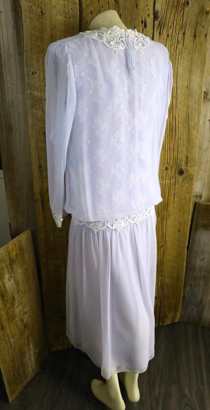 Vintage Jessica McClintock Lacy Pale Purple Wedding Dress Size 10