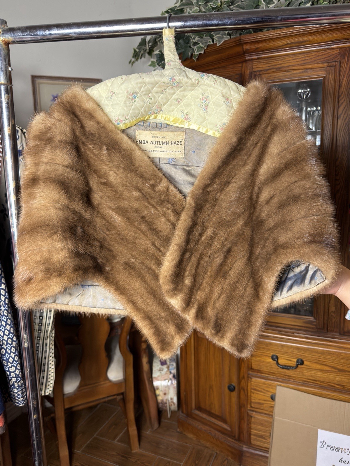 Vintage EMBA Autumn Haze Natural Brown Mink Fur Stole Cape Wrap Shawl 1950s