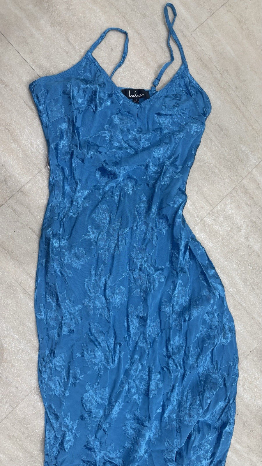 Lulus Women’s small Blue Floral Full Slip Dress Wireless Adjustable Straps