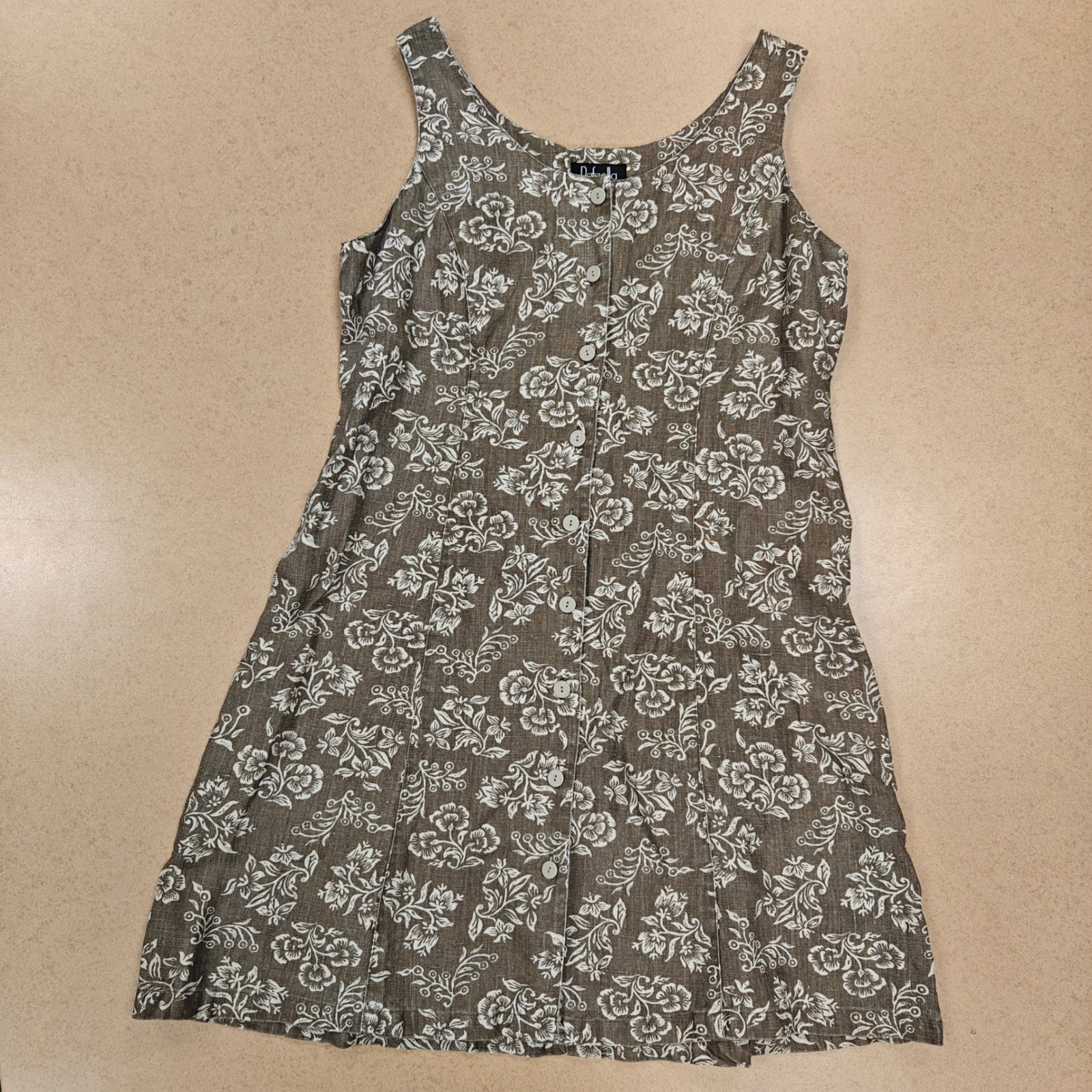 VTG Rafella Linen Dress Tie Back Women’s 14 Cottagecore Scoop Neck NWT Deadstock
