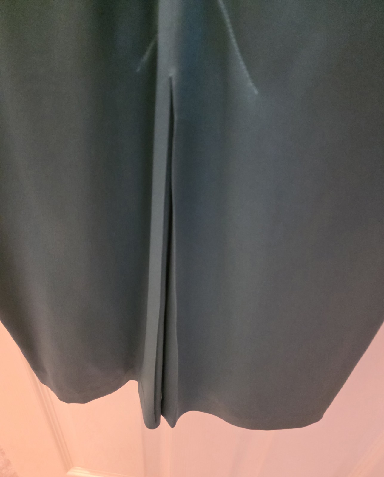Unique Vintage 1980s Norma Kamali Green Satin Cocktail Midi Dress with Peplum