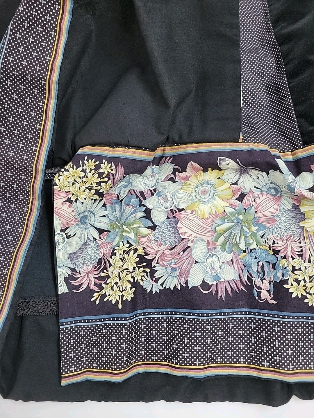 Vintage Mr. Hank Black Patch Butterly Garden Floral Boho Cottagecore Skirt