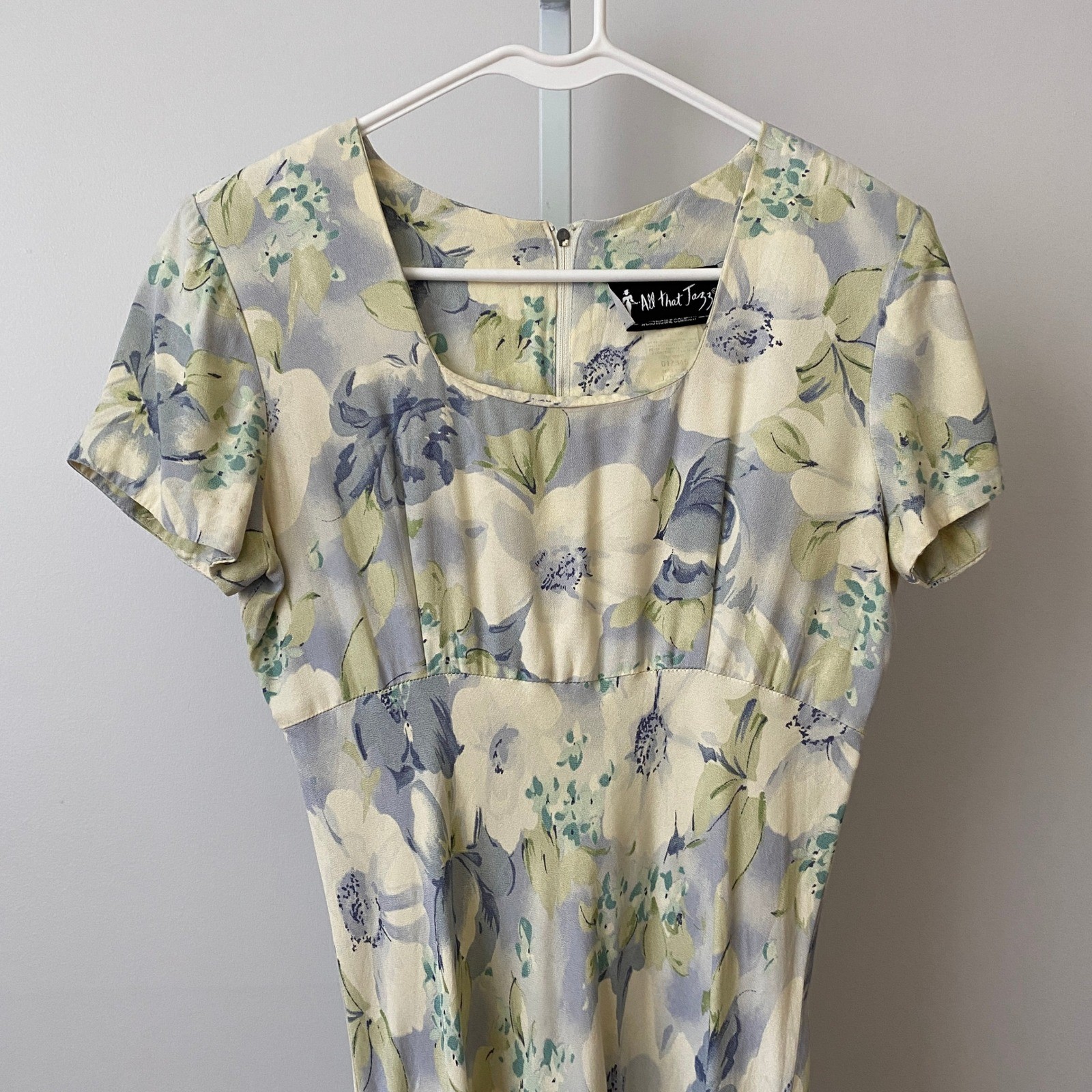 All That Jazz Rayon Dainty Fairy Floral Maxi Dress 7/8 Blue Yellow Cottagecore
