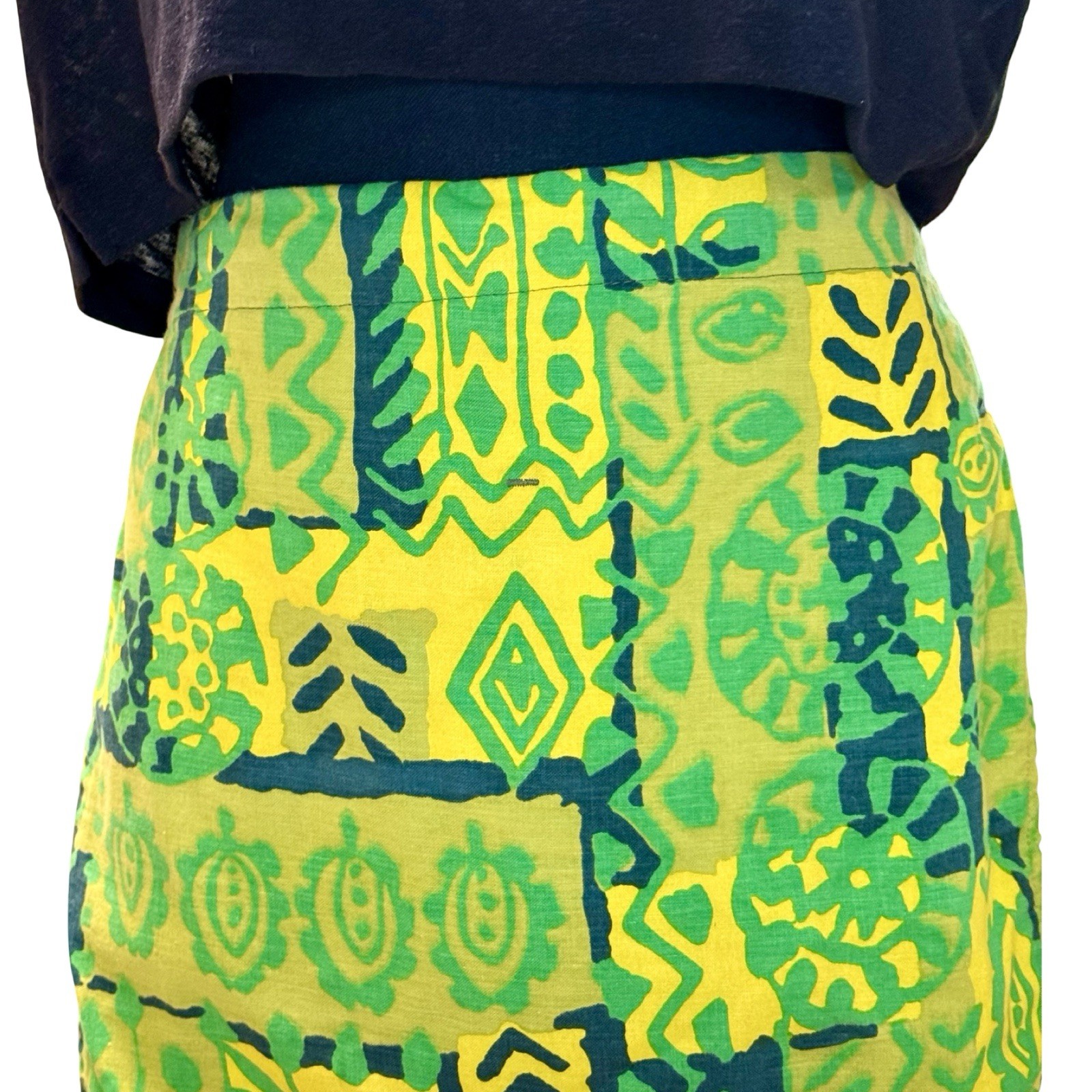 Vintage 1960s Green Geometric Mid Century Swim Skirt Warriors Brentwood Size L