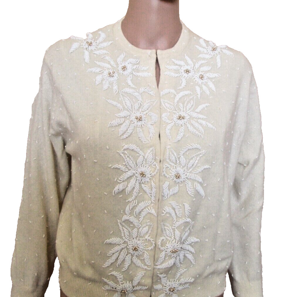 NEW IN Package GENE SHELLY Hand Beaded Lambs Wool Rabbit Angora Sweater Top