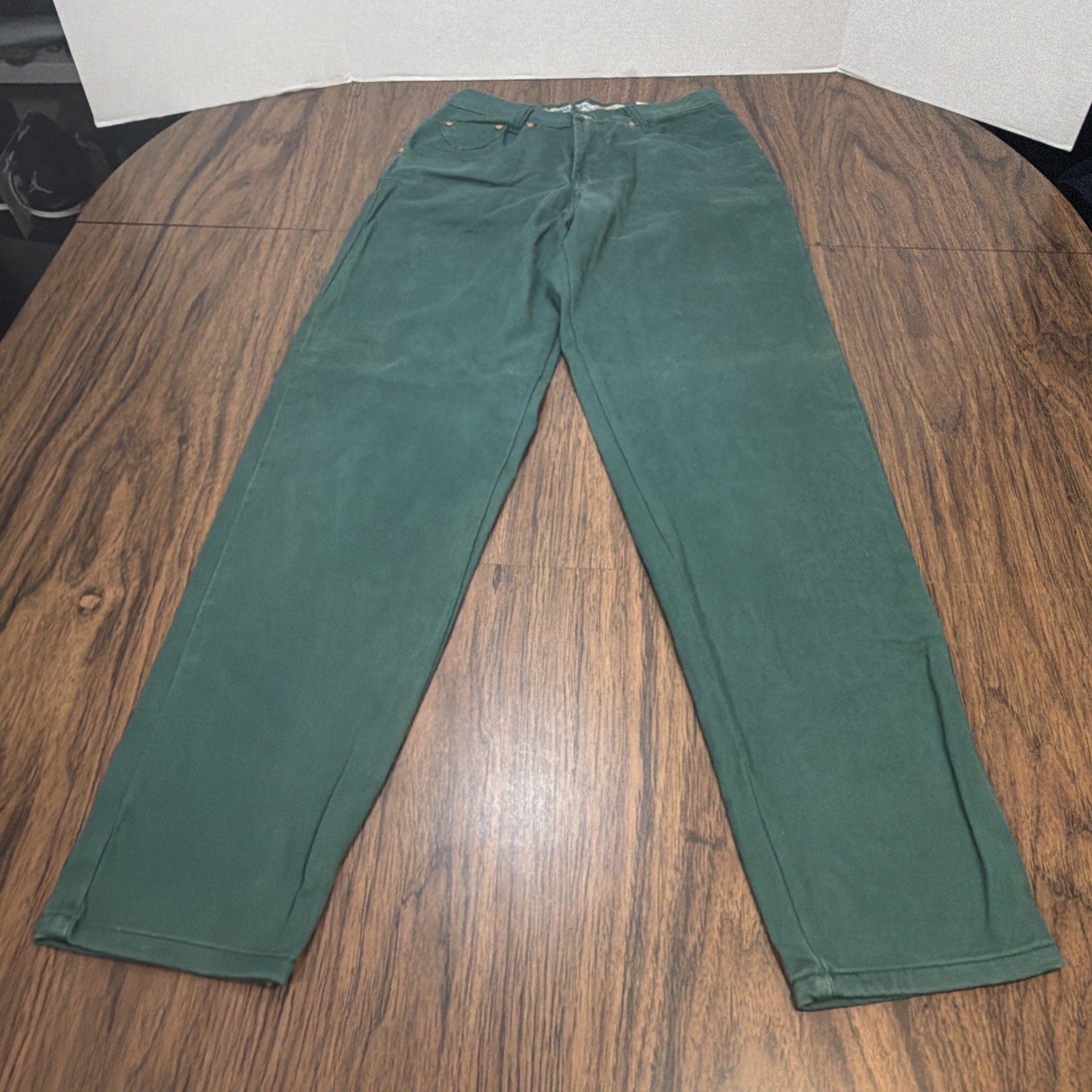 No! Jeans Absolutely Blues Vtg Green Denim Jeans size 5 MOM high waist 25×30