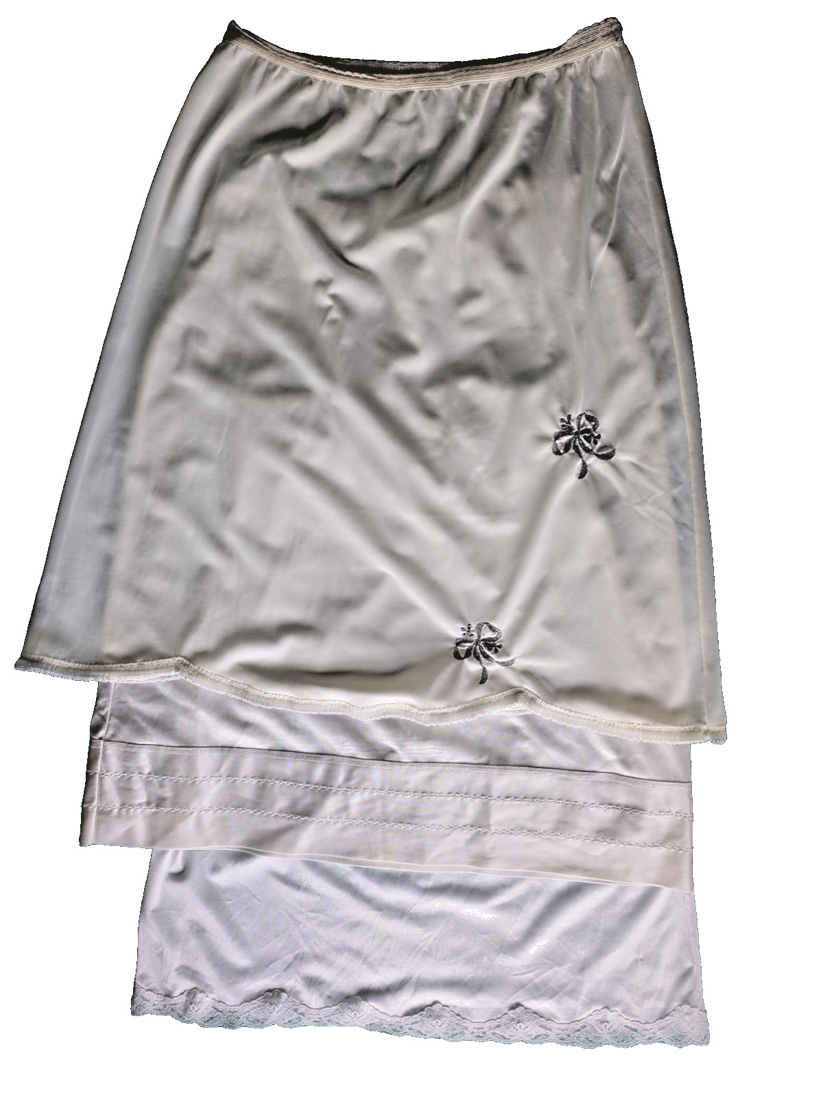 3 Vintage Nylon Half Slips Sz 38 Med Large Dutchmaid 23″ Antron III 25″ Mel-Lin