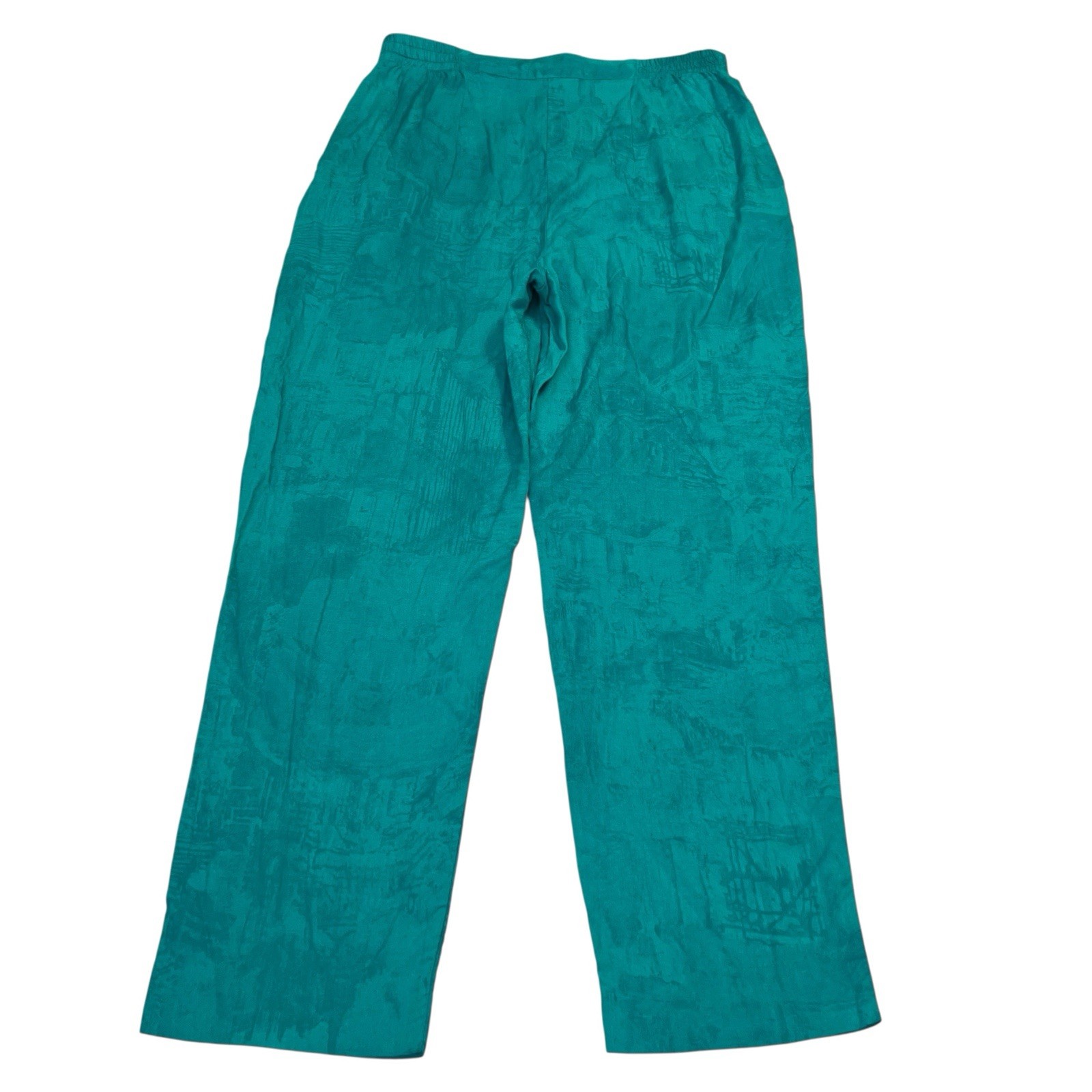 Vintage Pierre Lamonte Teal Rayon Wide Leg Pants Size M 29 Waist