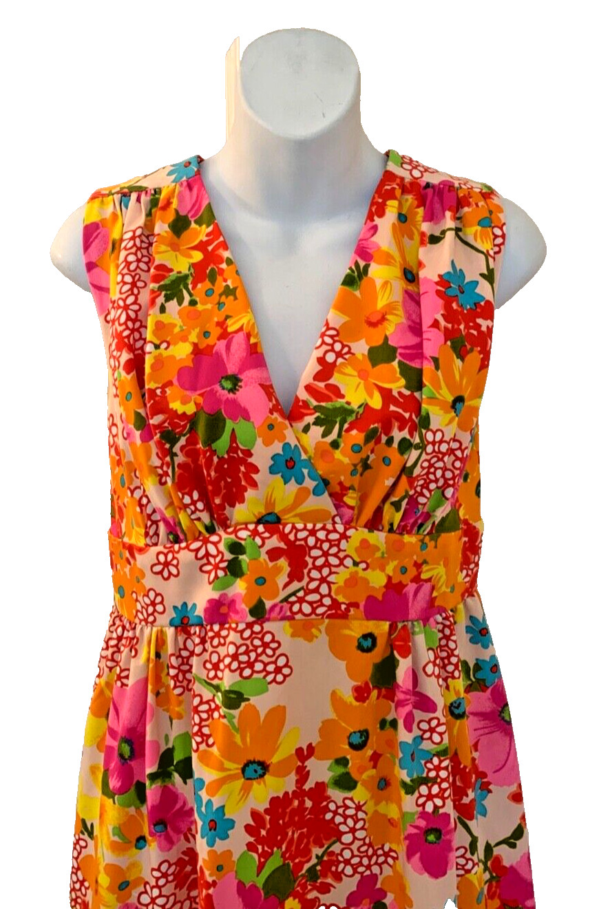 Vintage Sun Fashions of Hawaii Honolulu Boho Floral Maxi Dress Size 10 MINT