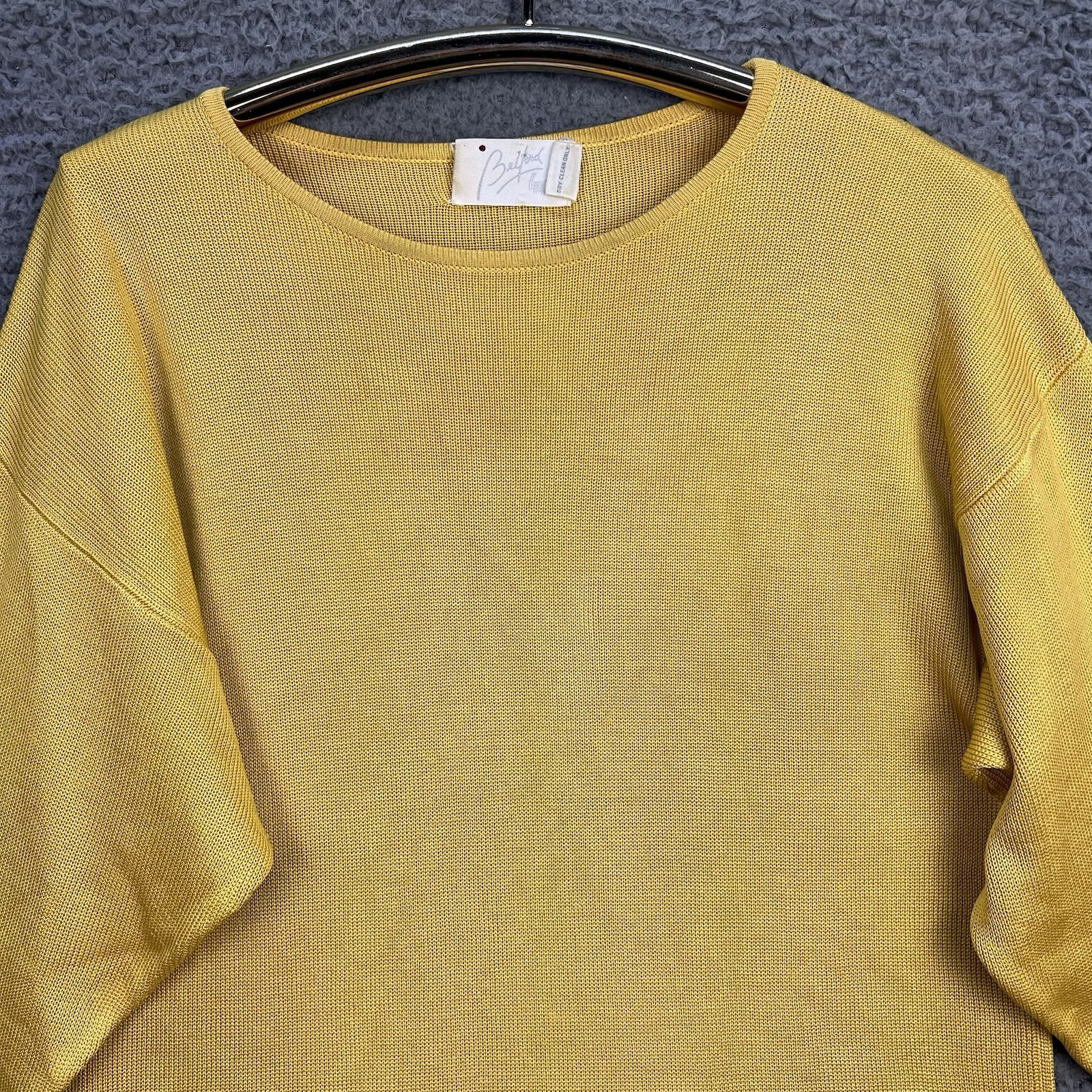 VTG Belford 100% Silk Top Medium Yellow 3/4 Sleeve Quiet Luxury Nautical Beach