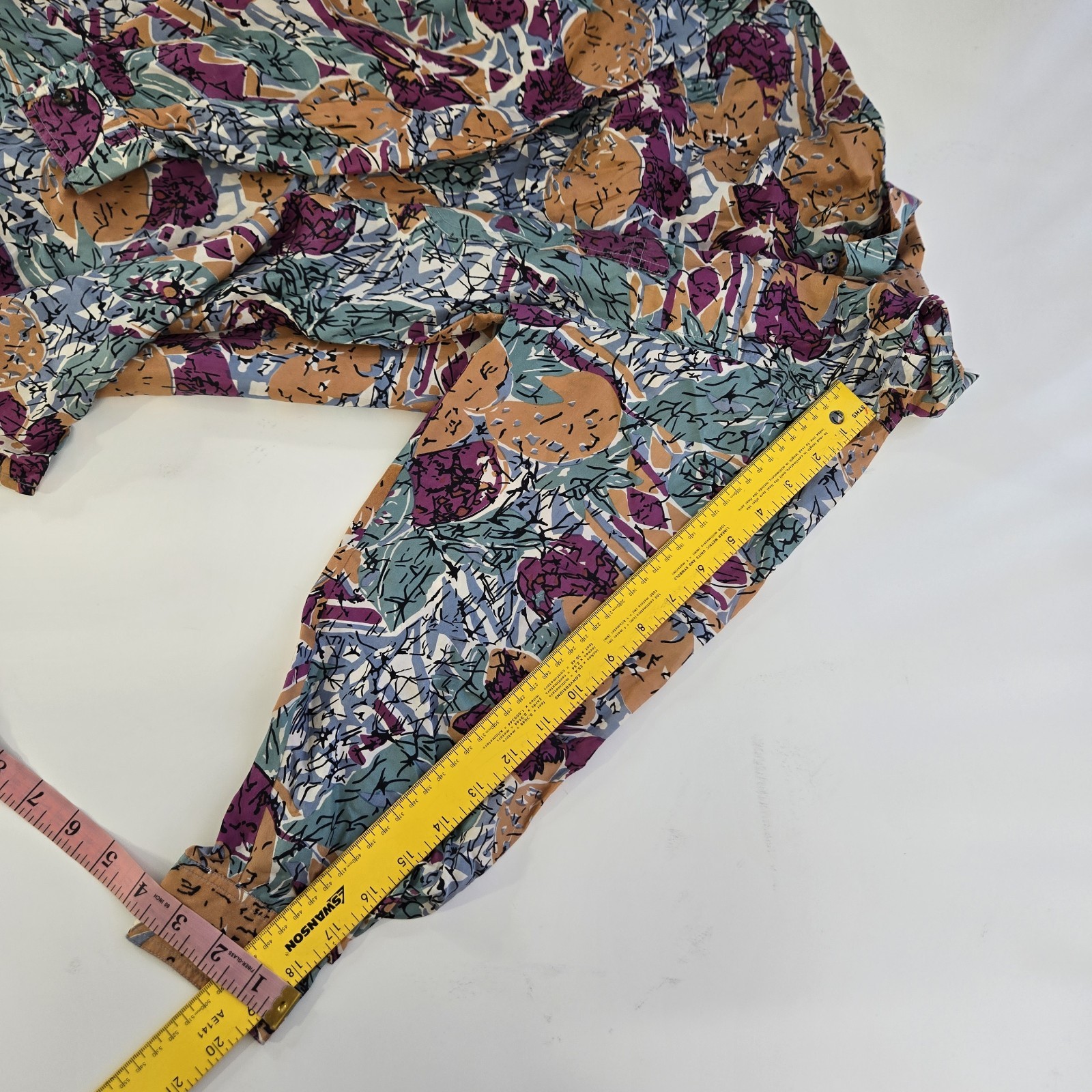 VTG 90s Dont Stop Washed Silk Shirt Blouse Abstract Floral Art to Wear M NWT