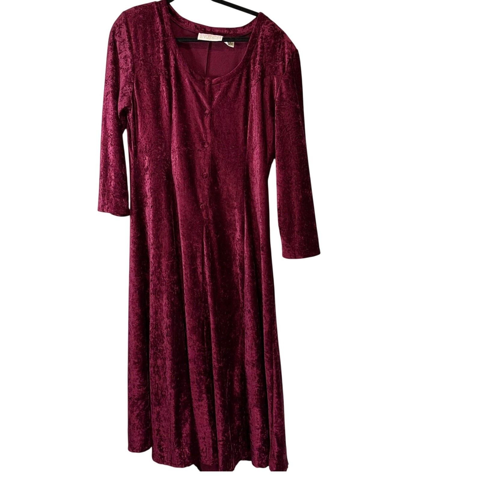 Passports Pier 1 Imports Vintage Burgundy Crushed Velvet Dress L 90’s vampire