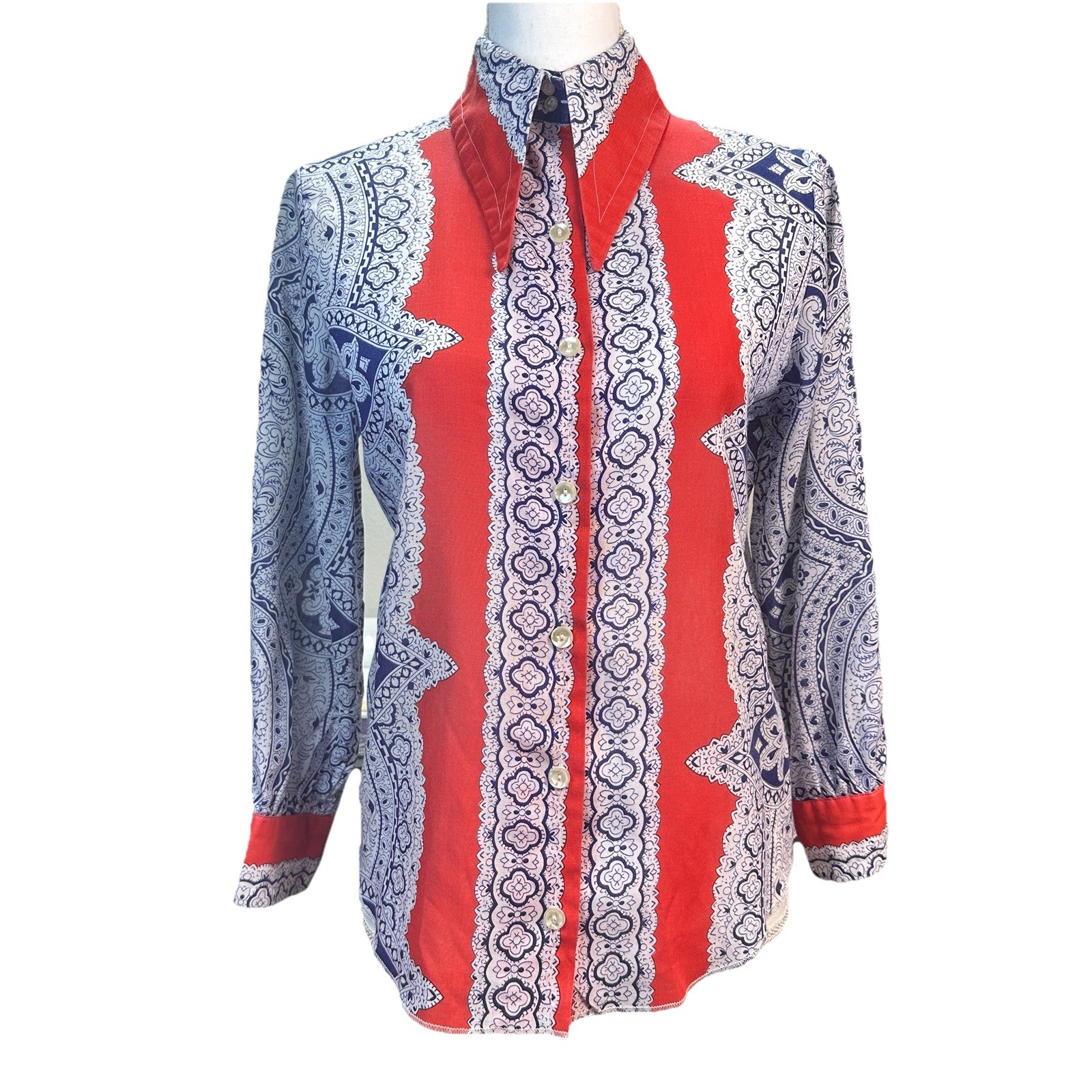 Donnkenny Women’s Blouse Size 8/10 Vintage Button Shirt Top Point Collar
