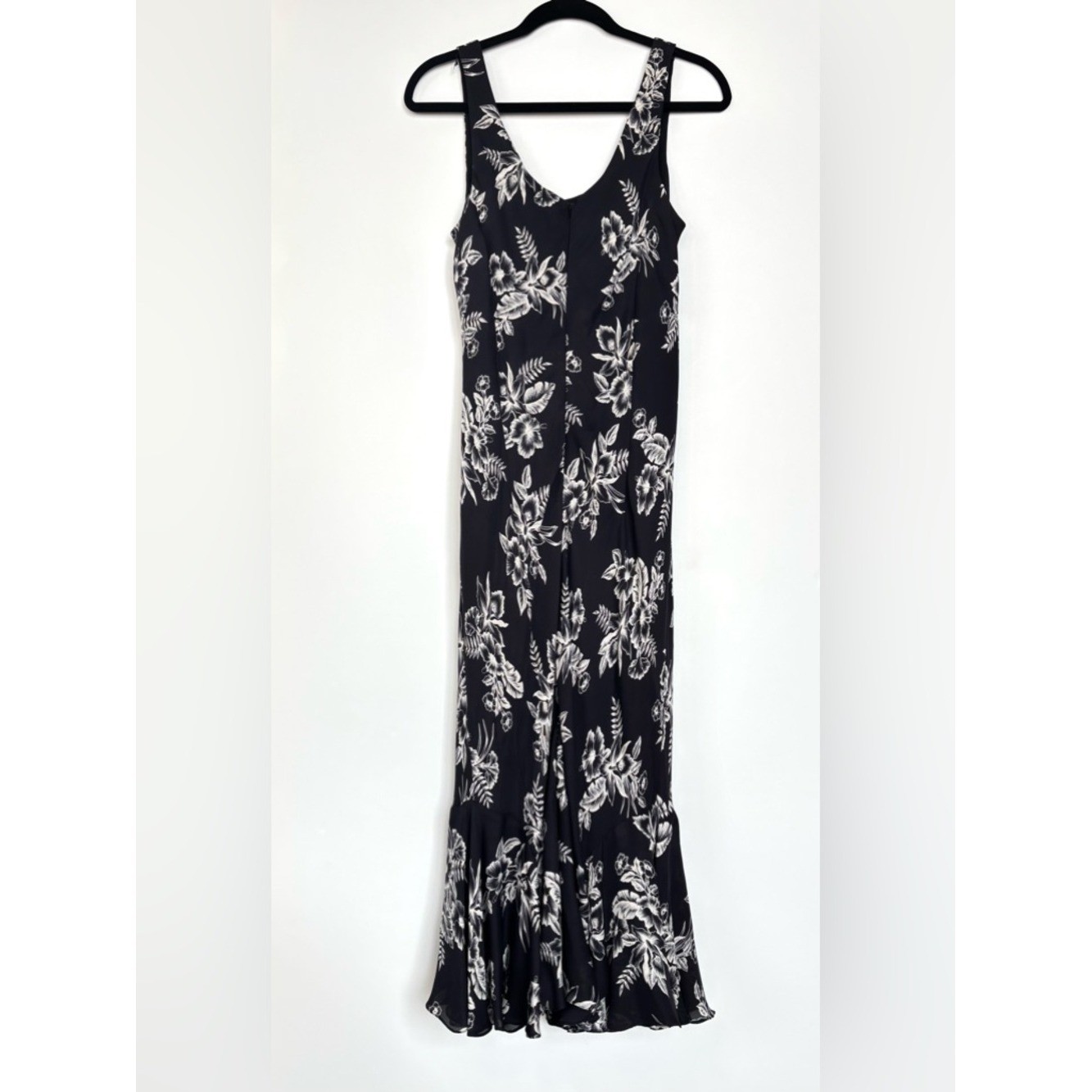 Y2K Silk Vintage Jones New York Signature Black & White Floral Midi Dress L