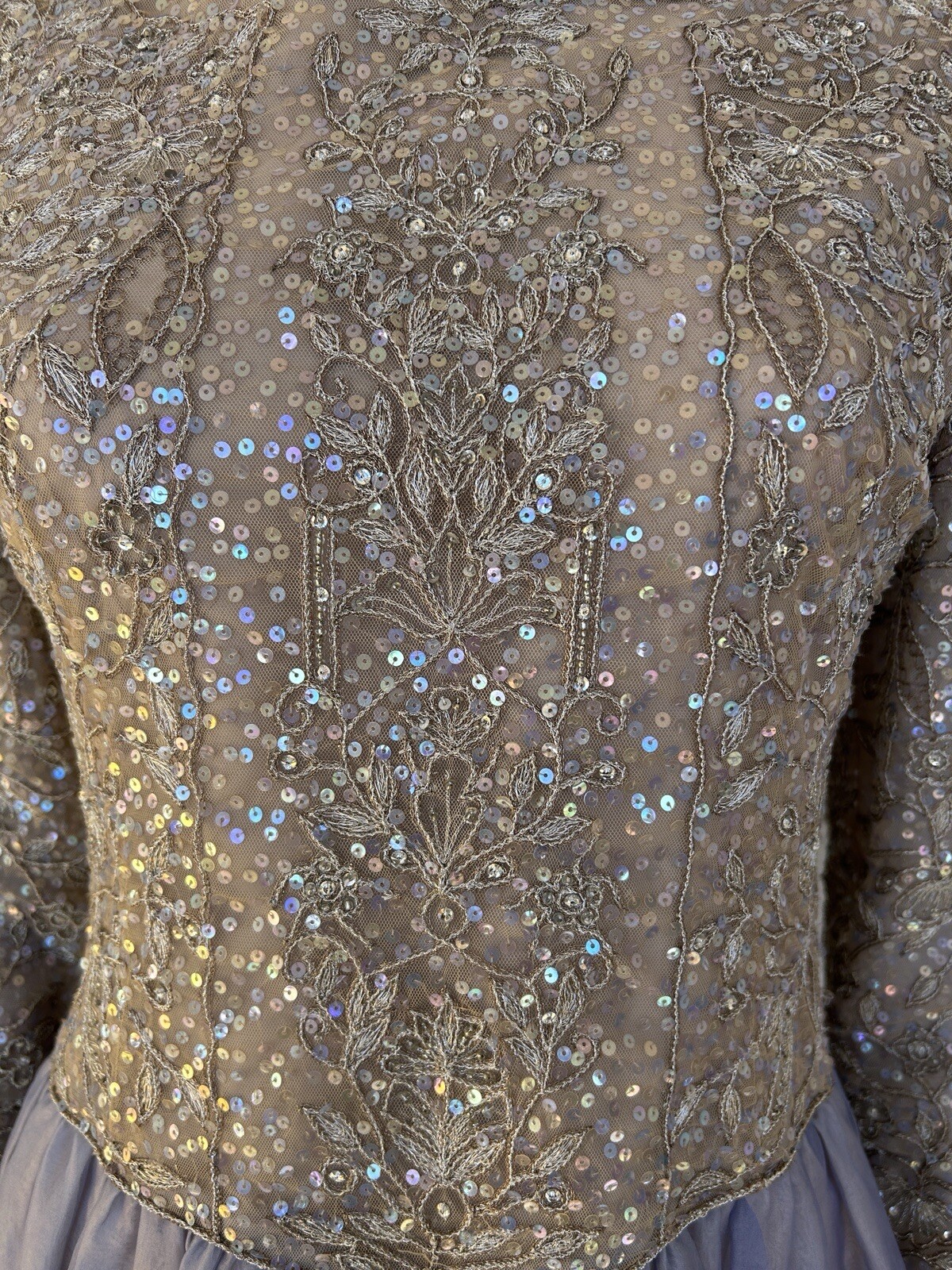 Vintage Mary McFadden Couture Dress Beaded Watercolor Mother Of The Bride Sz 12