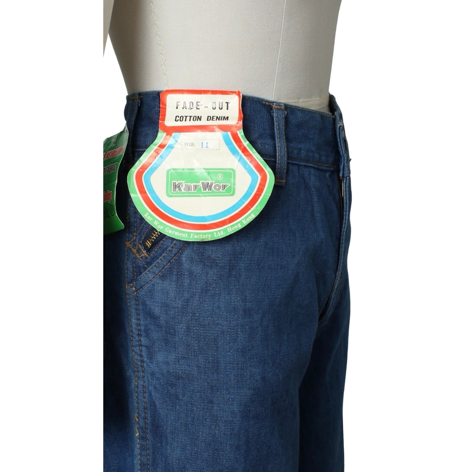 Vintage 1970s Bell Bottoms 70s Deadstock NWT High Rise Flares Blue Denim Jeans