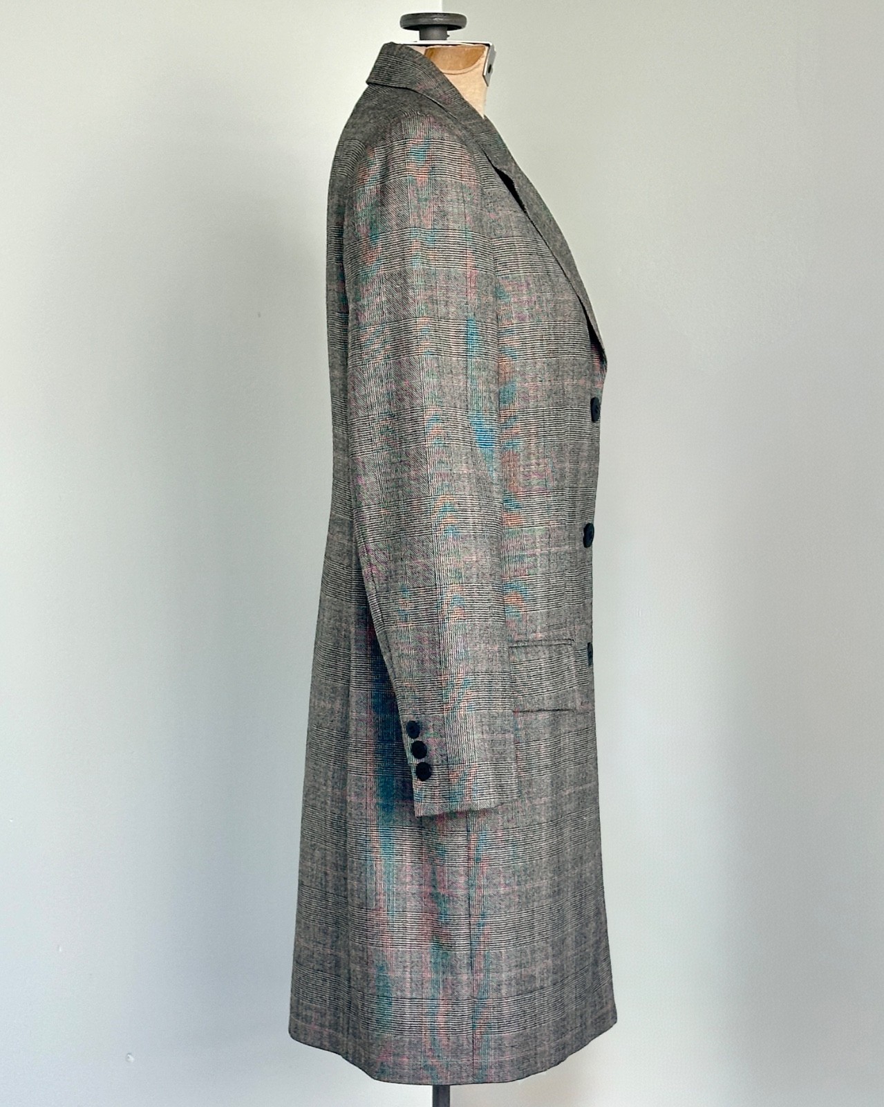 Donna Karan 90s Longline Womens Blazer Size 6 Medium Designer Plaid Blazer