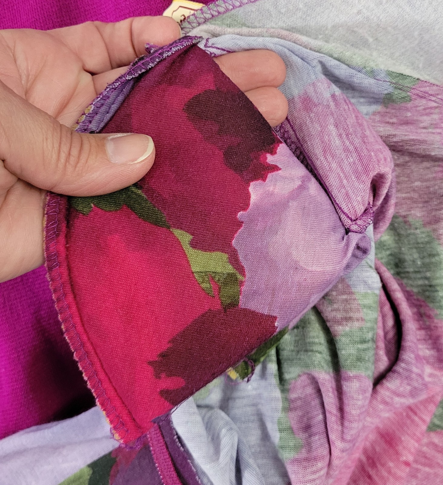 Vintage EJM Petites Pink/Purple/Green Floral Top w Magenta Skirt Size 6P