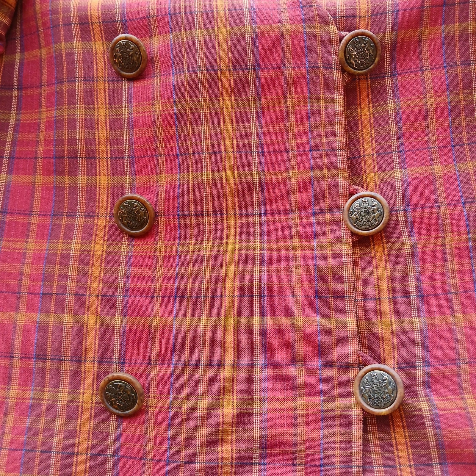 Jones Wear Petite VTG Plaid Orange Red Blazer size 8P professional office attire
