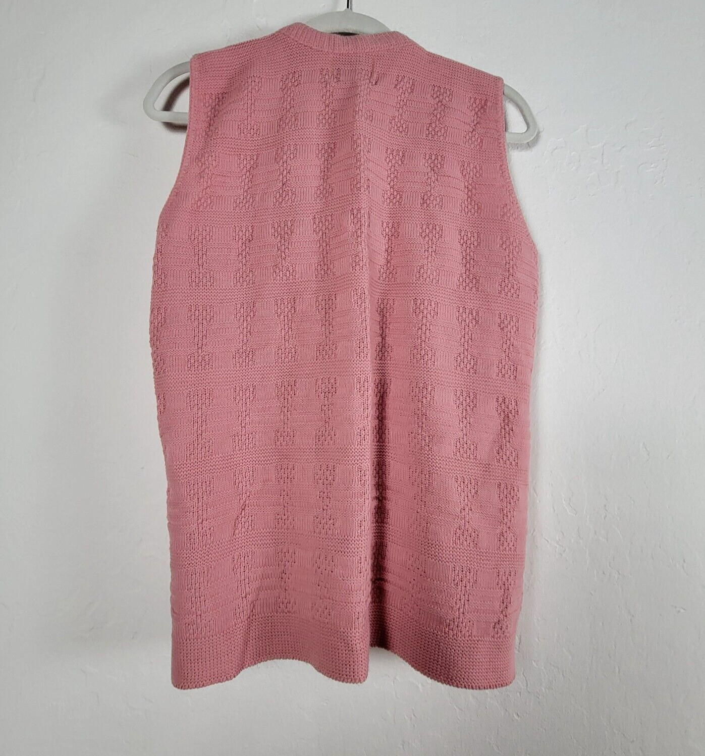 Vintage Milrank Vest Womens Pink Knit Cardigan Sweater Open Front Pockets USA