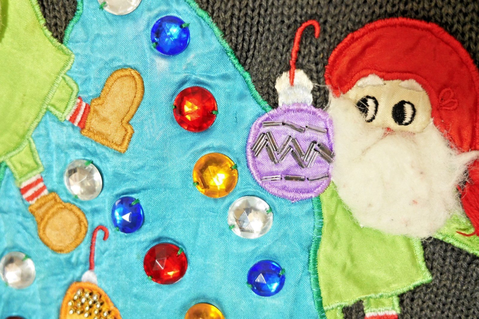 Marnie West VTG Ugly Christmas Sweater Christmas Tree Elves Ornaments Size Small