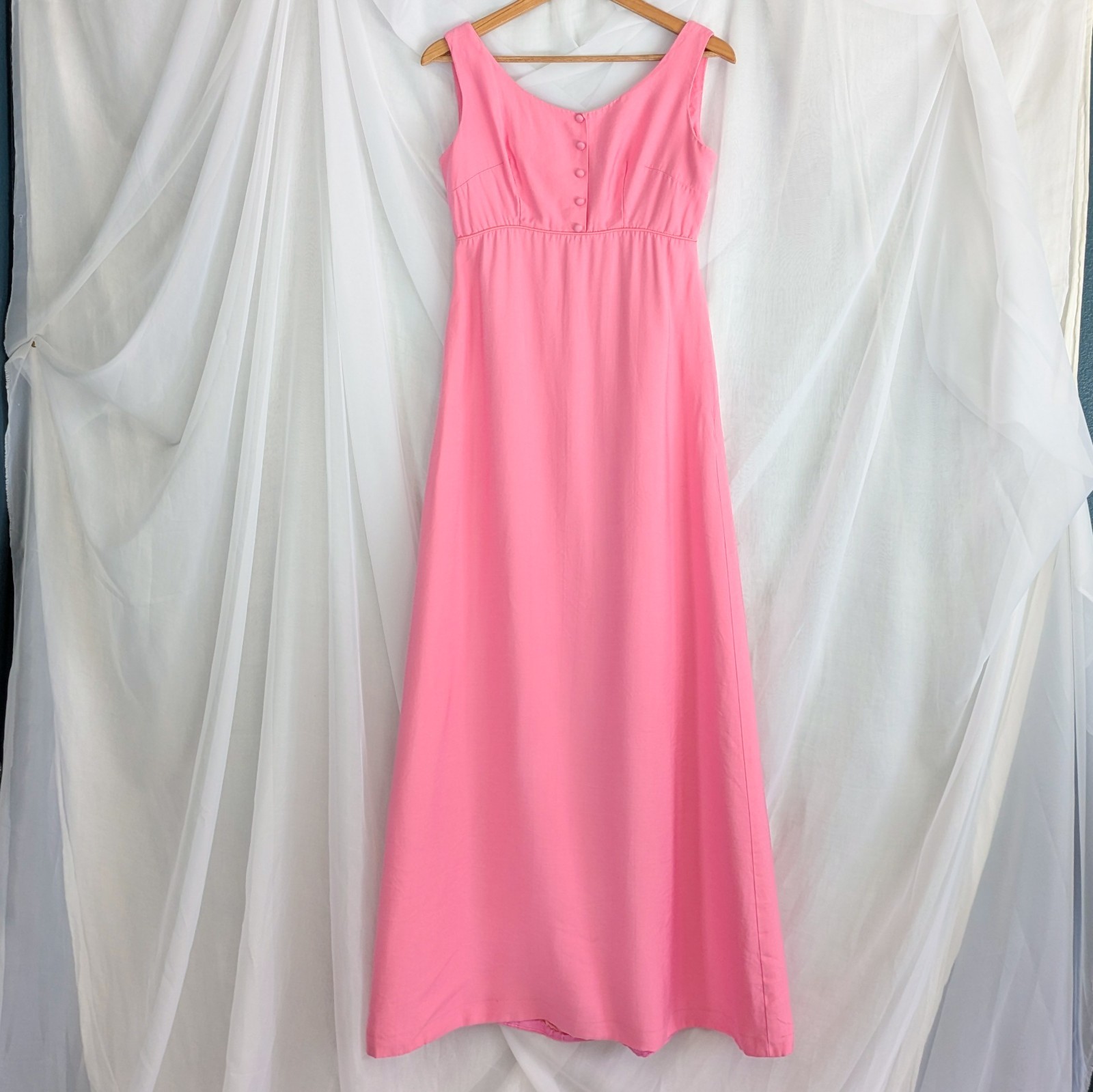 Vintage Bubblegum Pink Maxi Dress By Emma Domb, 1960s/1970s
