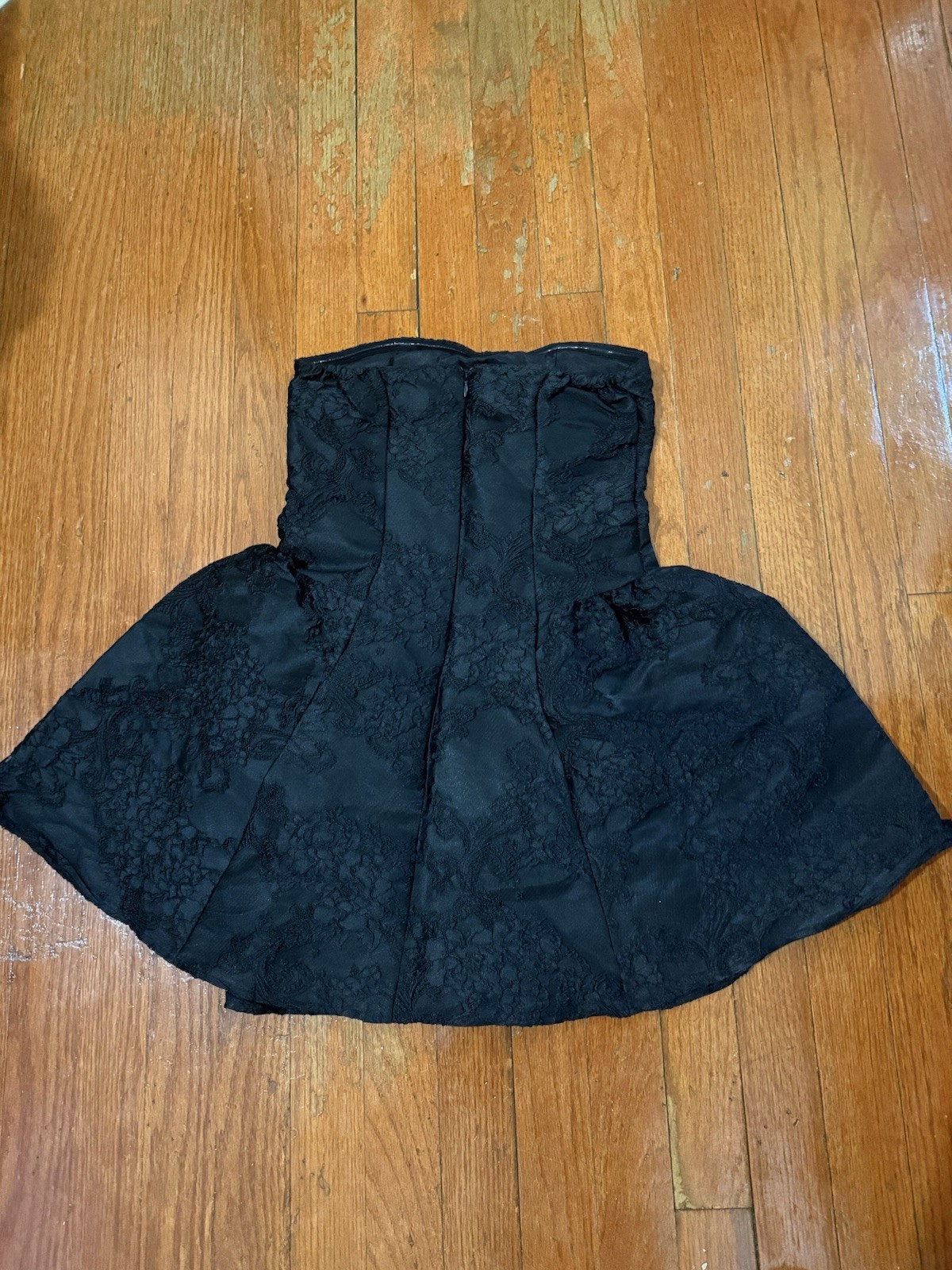 Vintage Black Lace Strapless French Babydoll Dress, Party, Casual