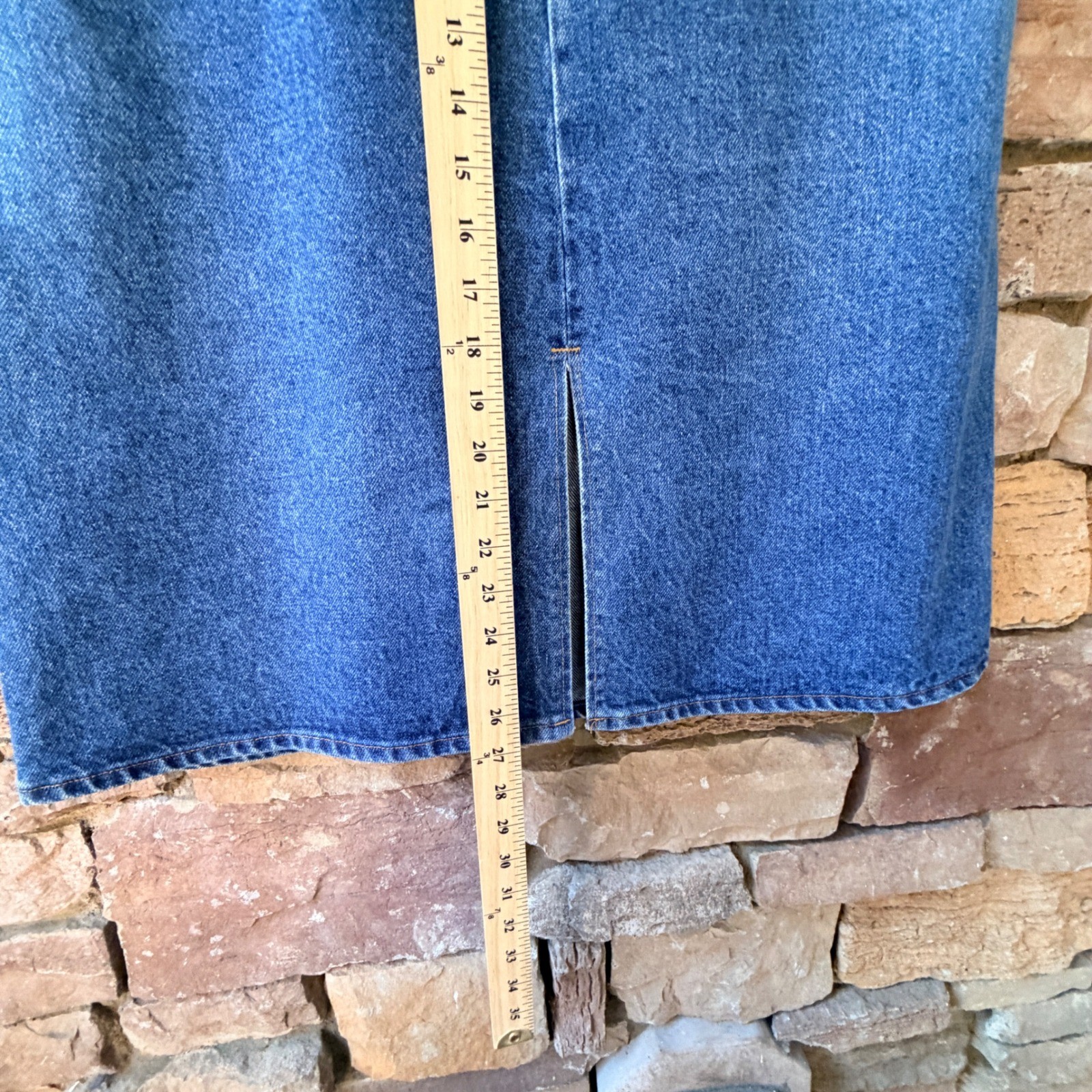 VTG Orange Tab USA Levi Strauss 15 Women’s Denim A-Line Midi Skirt Button Fly