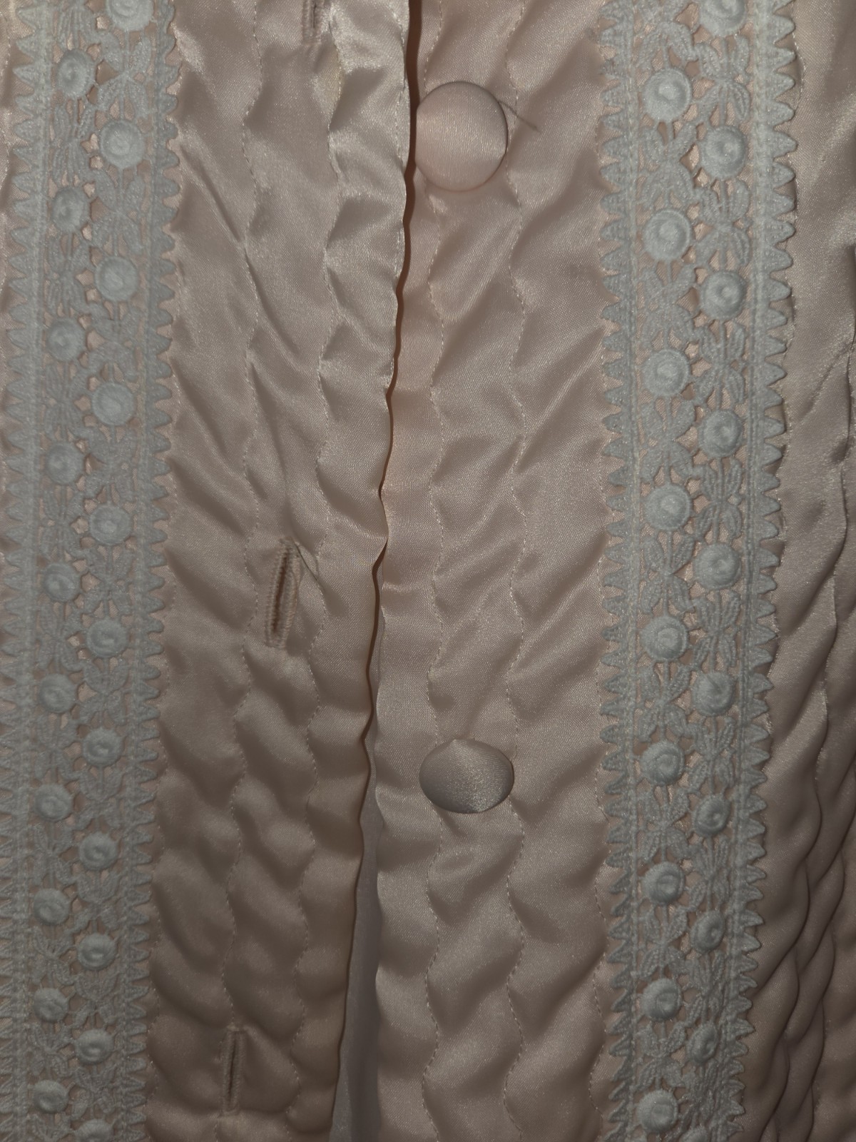 RARE VTG Christian Dior Lingerie Satin Lace Quilted Robe Peach L
