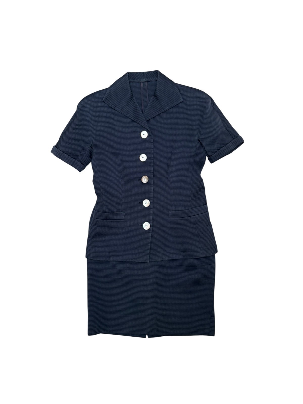 DIOR Vintage Galliano Era Skirt Suit Set 90s Navy Small