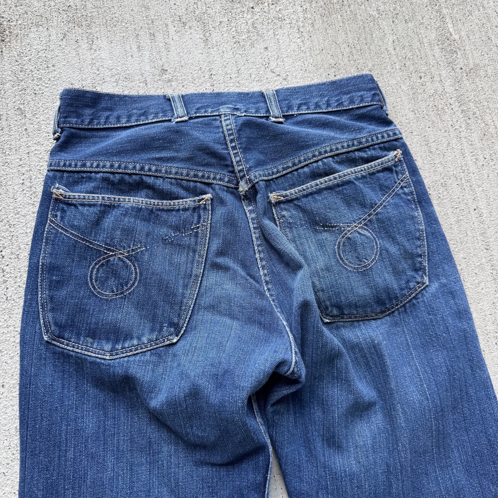 1960s Circle S Sears Roebuck and Co Half Selvedge Dark Wash Jeans 26×24.5 Short