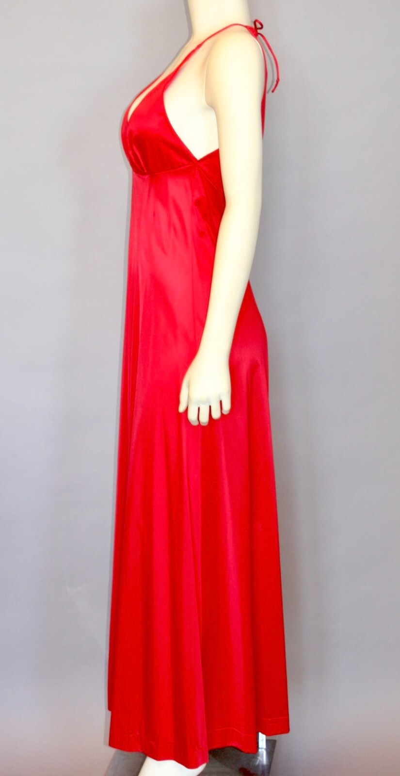 Vintage VANITY FAIR 60s Sexy Plunge Red Long Maxi Slip Dress Night gown 32/S