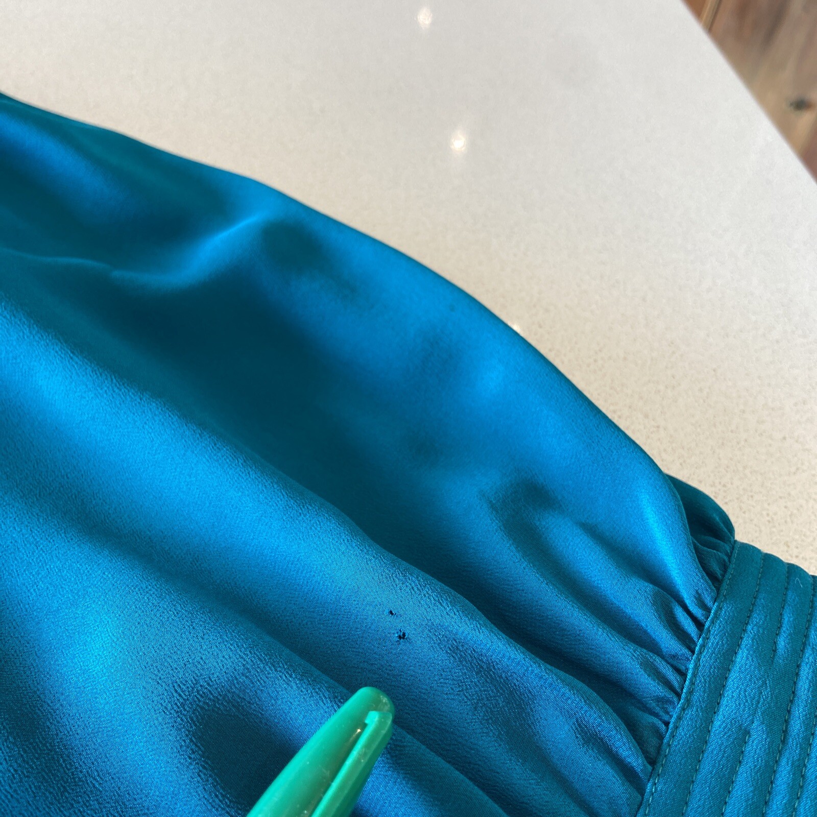 Vintage Pierre Cardin dark turquoise silk dress, circa 1980s, Sz8