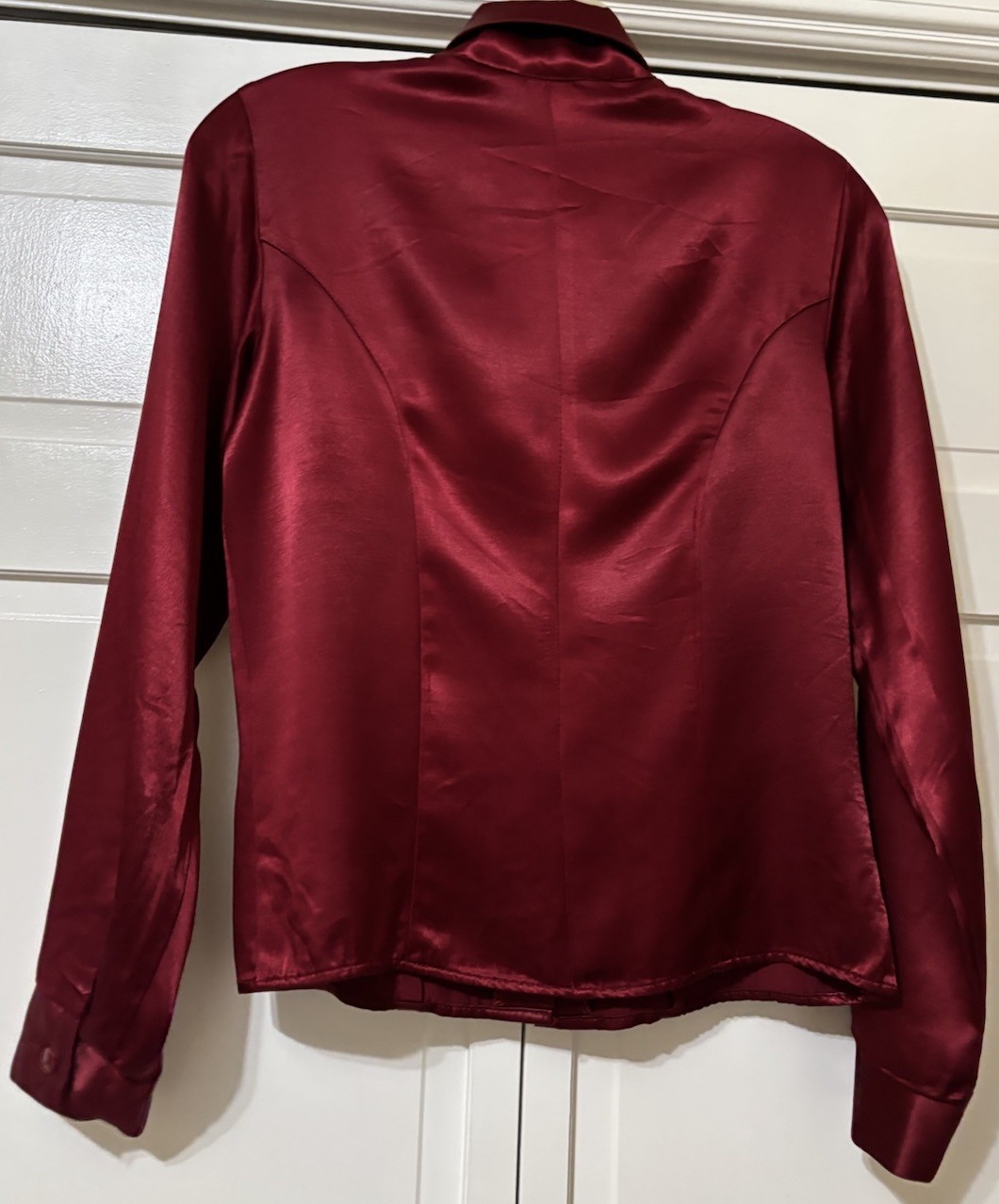 Vintage Classic 90s Tymings Burgundy Long Sleeve Liquid satin Button Up blouse S