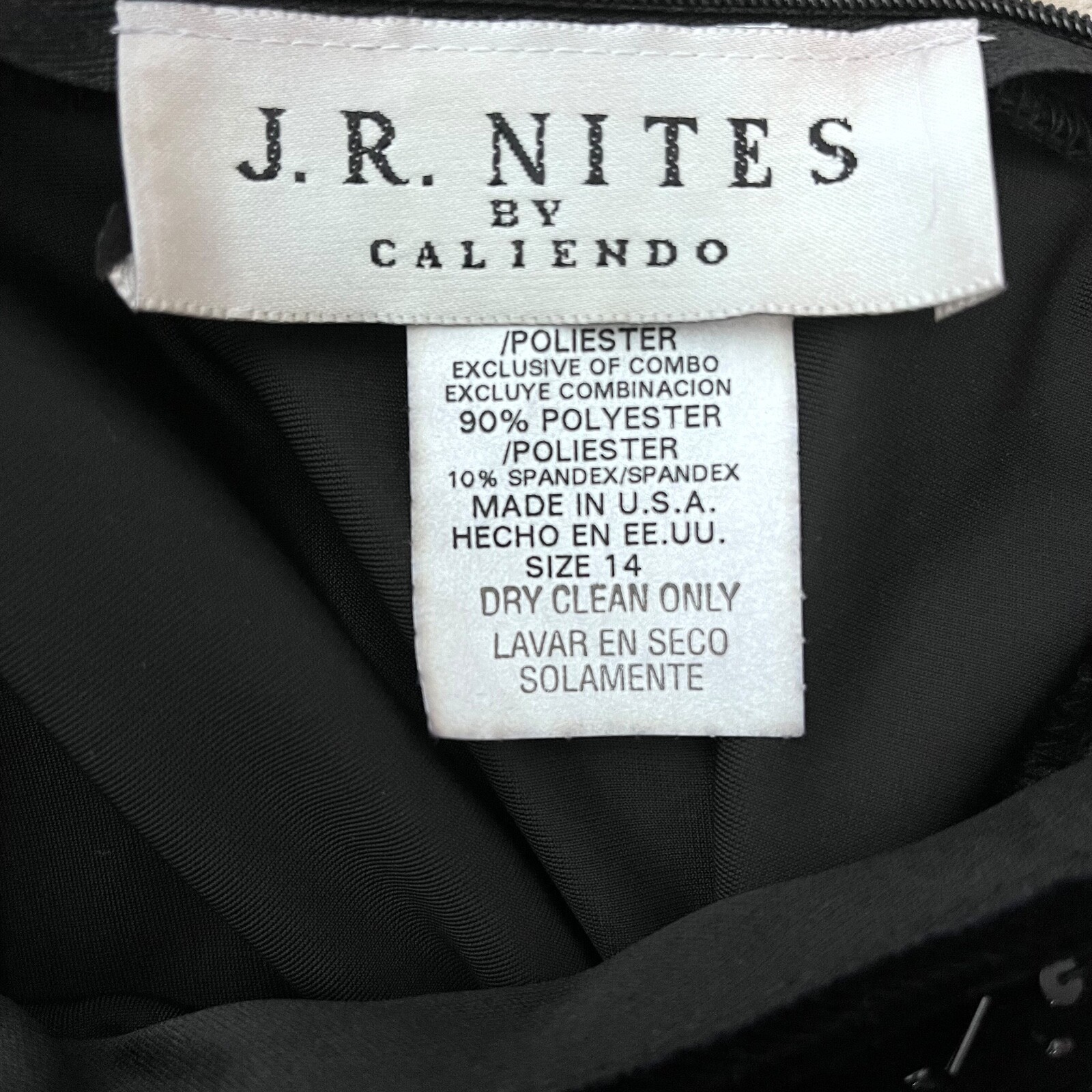 Jumpsuit Black Faux Velvet Top Belted Beaded VTG New By JR Nites Holiday 14