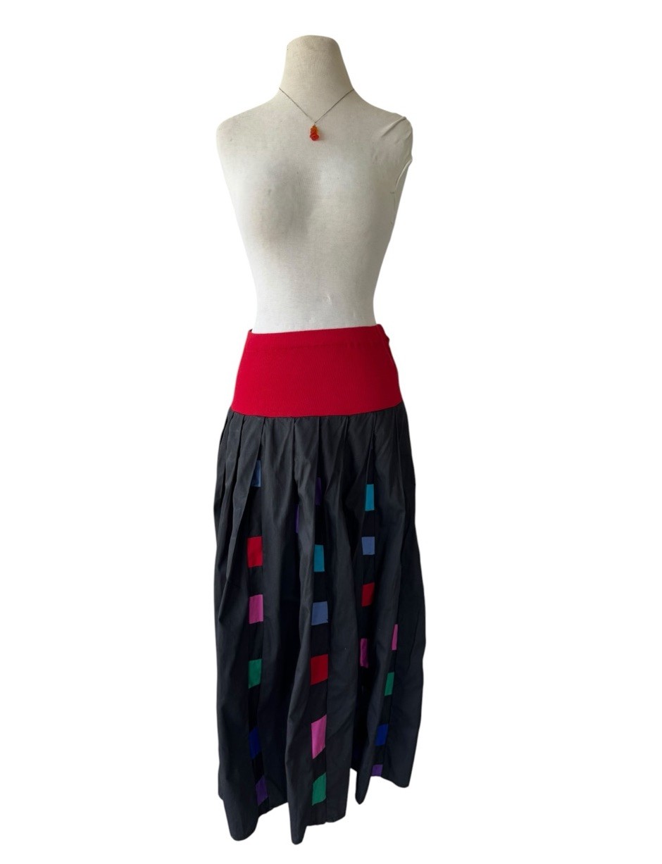 Vtg 80s Pegaso Quilted Patchwork Full Sweep Skirt Midi S/M Mexican Folk Art 90s