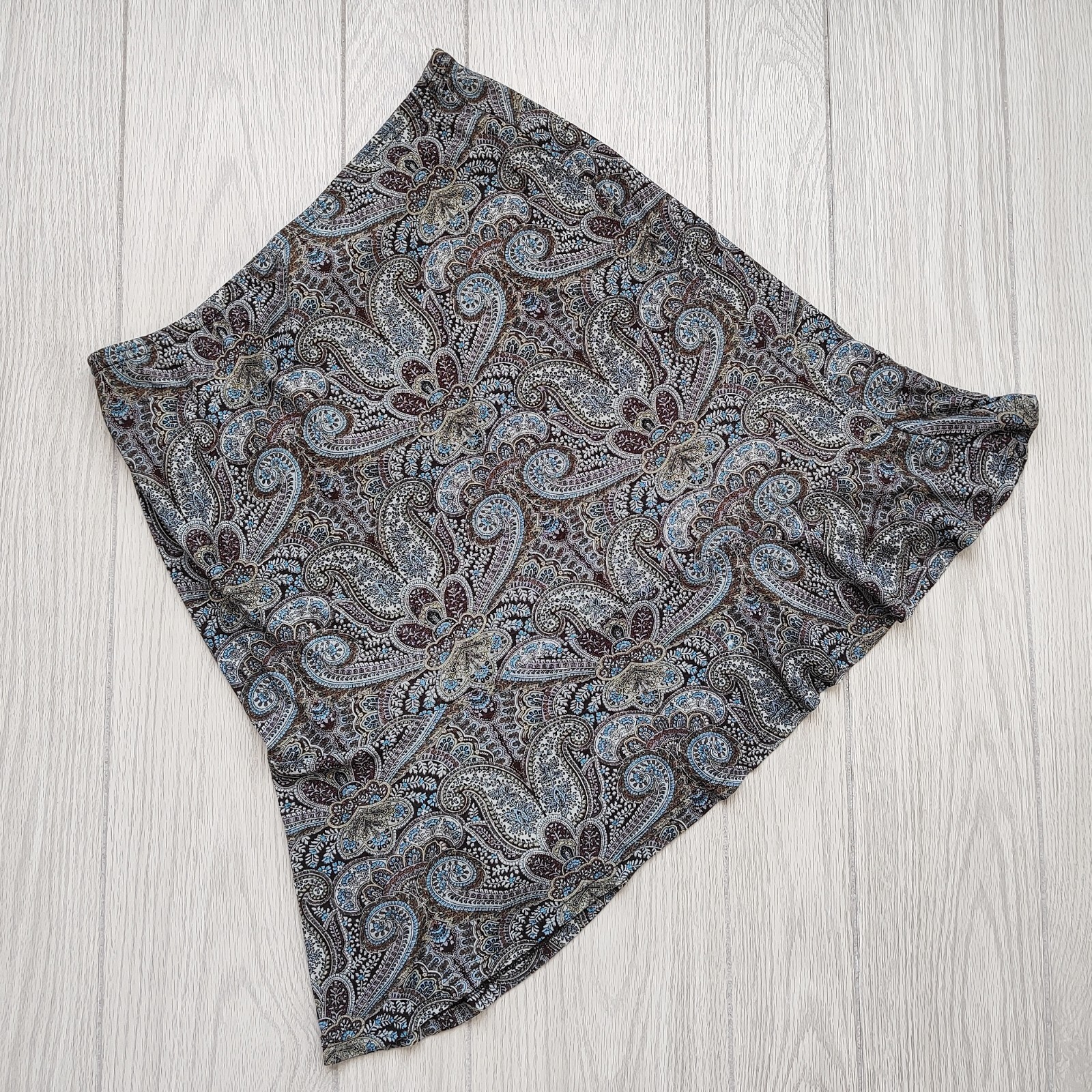 Vintage 90s Y2K Stretch Paisley Skirt Brown New York City Midi Whimsigoth M L