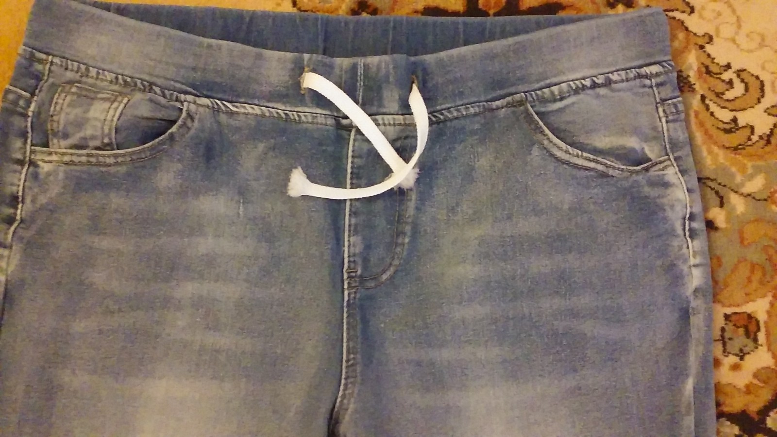 Vintage Denim Blue Capri Pants Light Wash New Metal Button Detail 2XL (Smaller!)