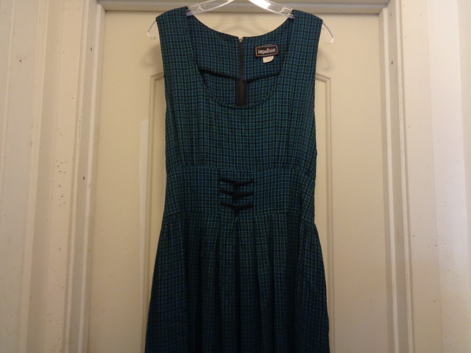 VINTAGE SCHOOLGIRL KAWAII 90S MAXI PLAID JUMPER DRESS 10