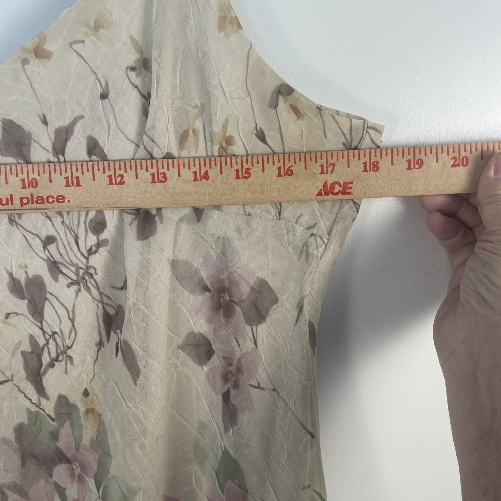 Vtg 90’s R+M Richards Maxi Dress 16 Cream Floral Boho Fairy Assymetric Coquette