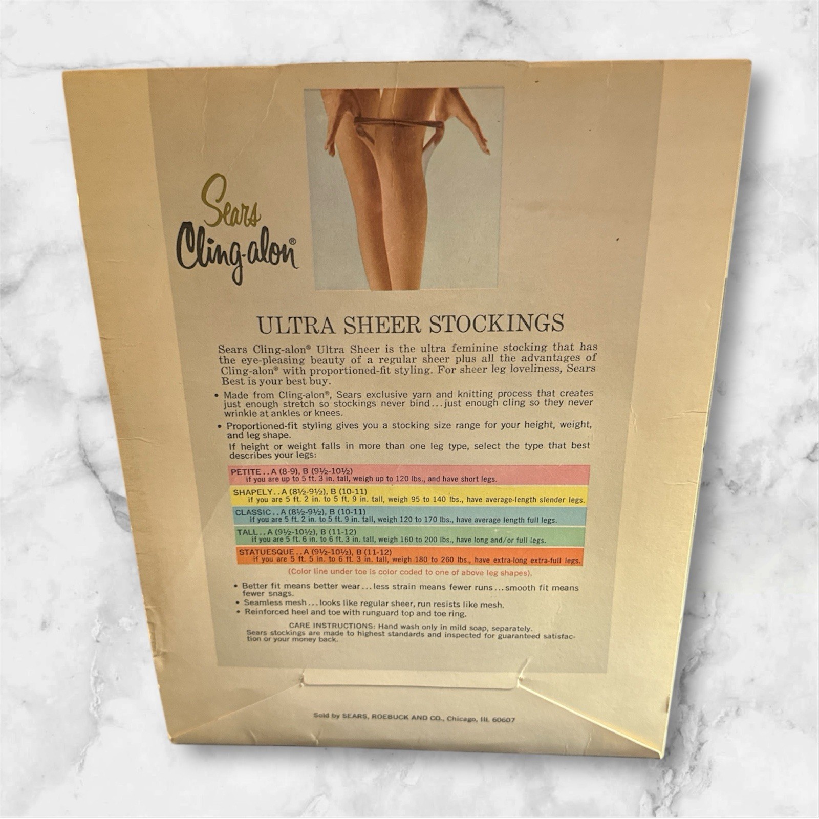 New Vintage Sears Cling-Alon Ultra Sheer Mesh Knit Stockings Mocha Size B