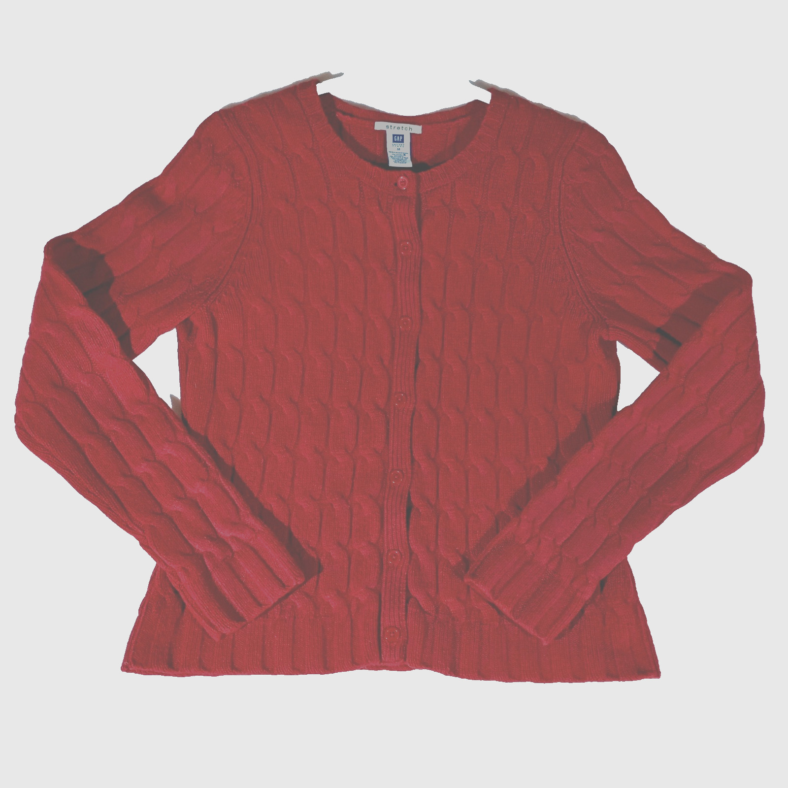 Vintage GAP Women’s M Lambs Wool Sweater EUC Cable Knit Cardigan Red Y2K BOHO